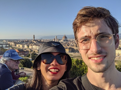 photo of me and nadira with the skyline of florence in the background